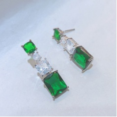 Imitation emerald earrings