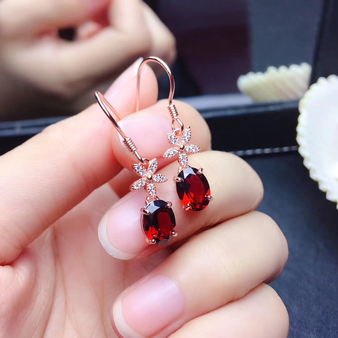 Rose gold pomegranate flower earrings