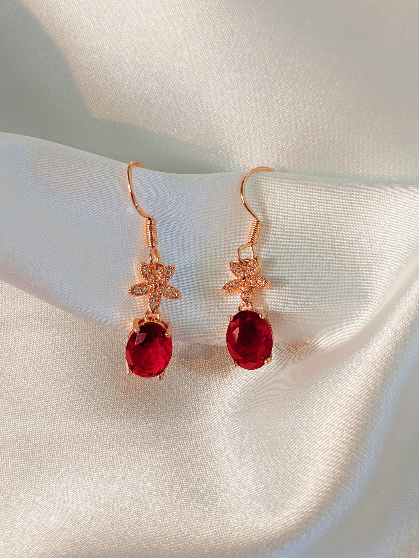 Rose gold pomegranate flower earrings