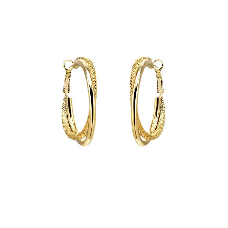 Versatile commuting frosted texture  hoop earrings