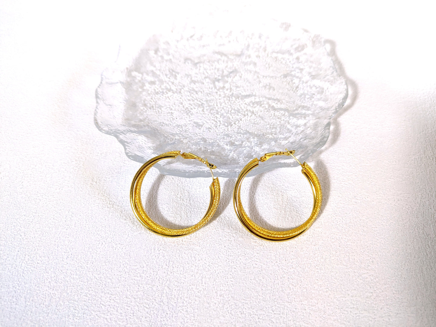 Versatile commuting frosted texture  hoop earrings