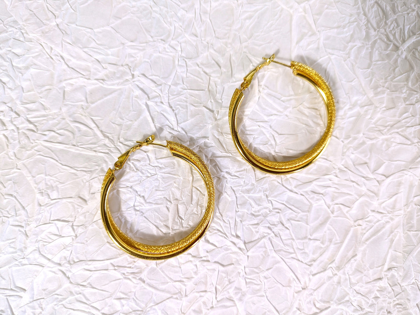 Versatile commuting frosted texture  hoop earrings