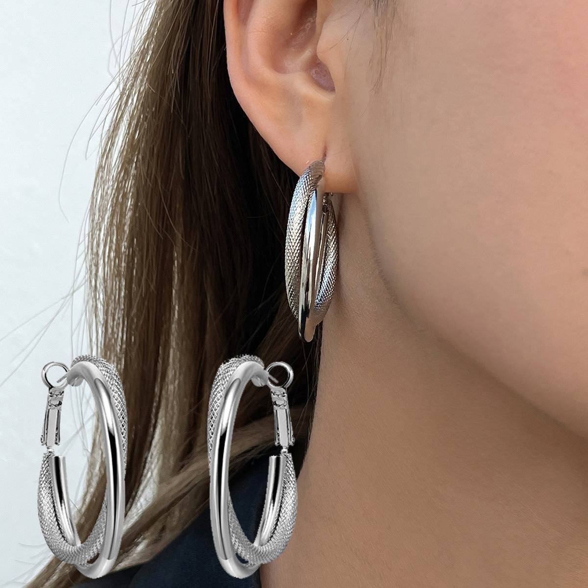 French Retro Exaggerated Silver Earrings