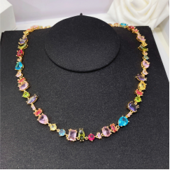 Sweet candy colored diamond necklace