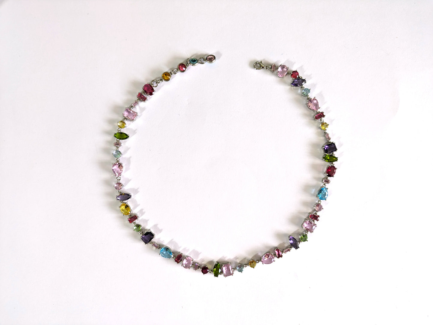 Sweet candy colored diamond necklace