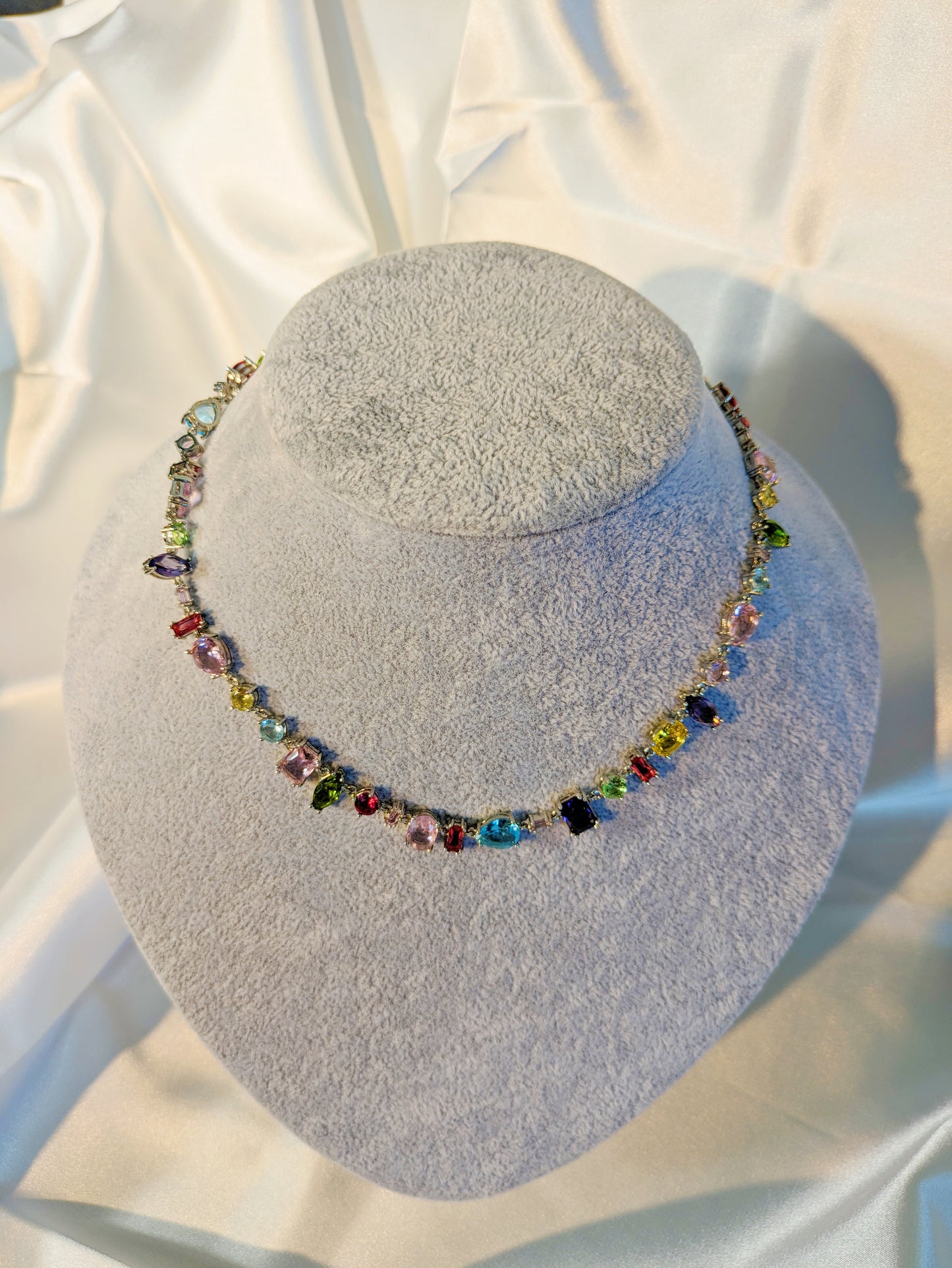 Sweet candy colored diamond necklace