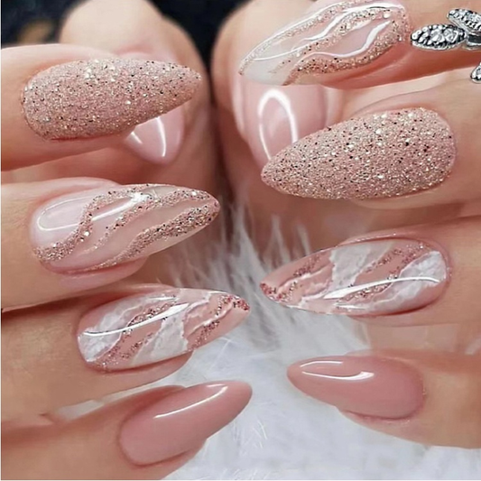 Nude Glitter Press On Nails