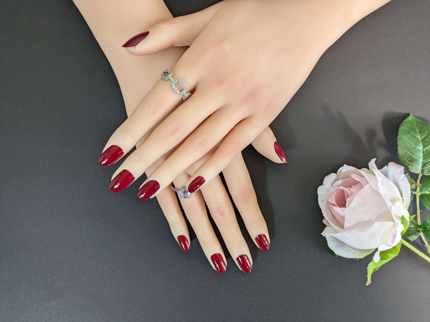 Dark Red Press On Nails