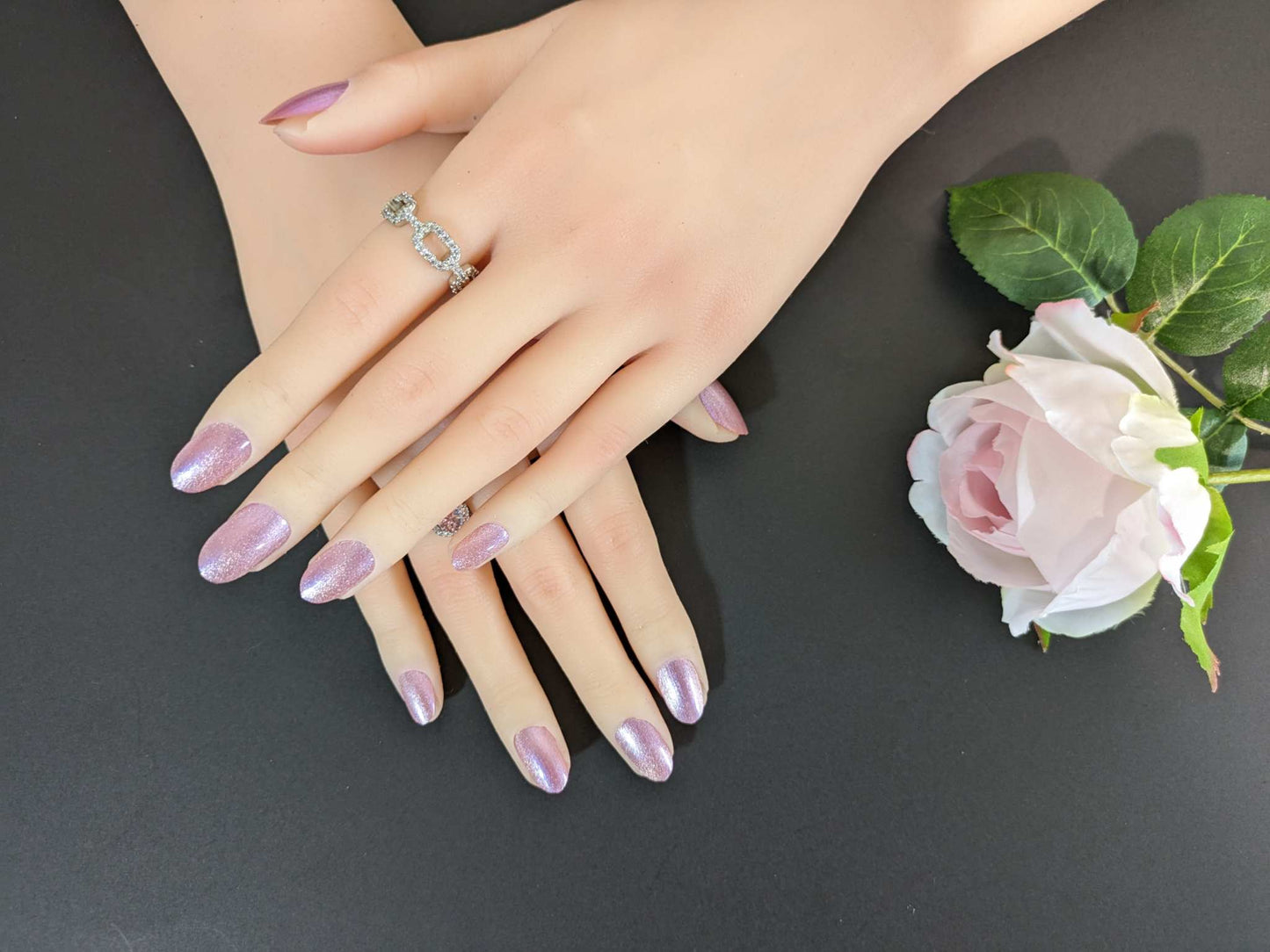 Premium Crystal Pink Press On Nails