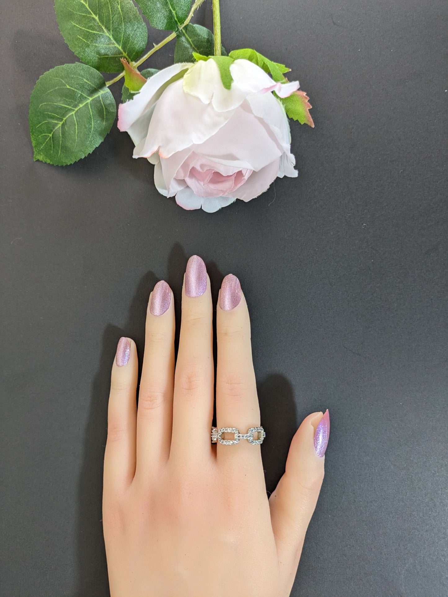 Premium Crystal Pink Press On Nails