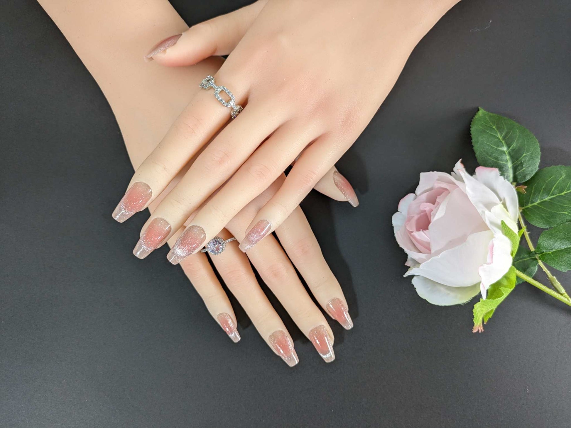 premium opal blush press on nails