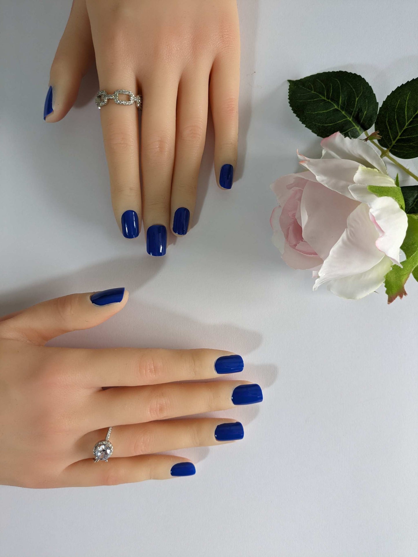 Square Blue Press On Nails