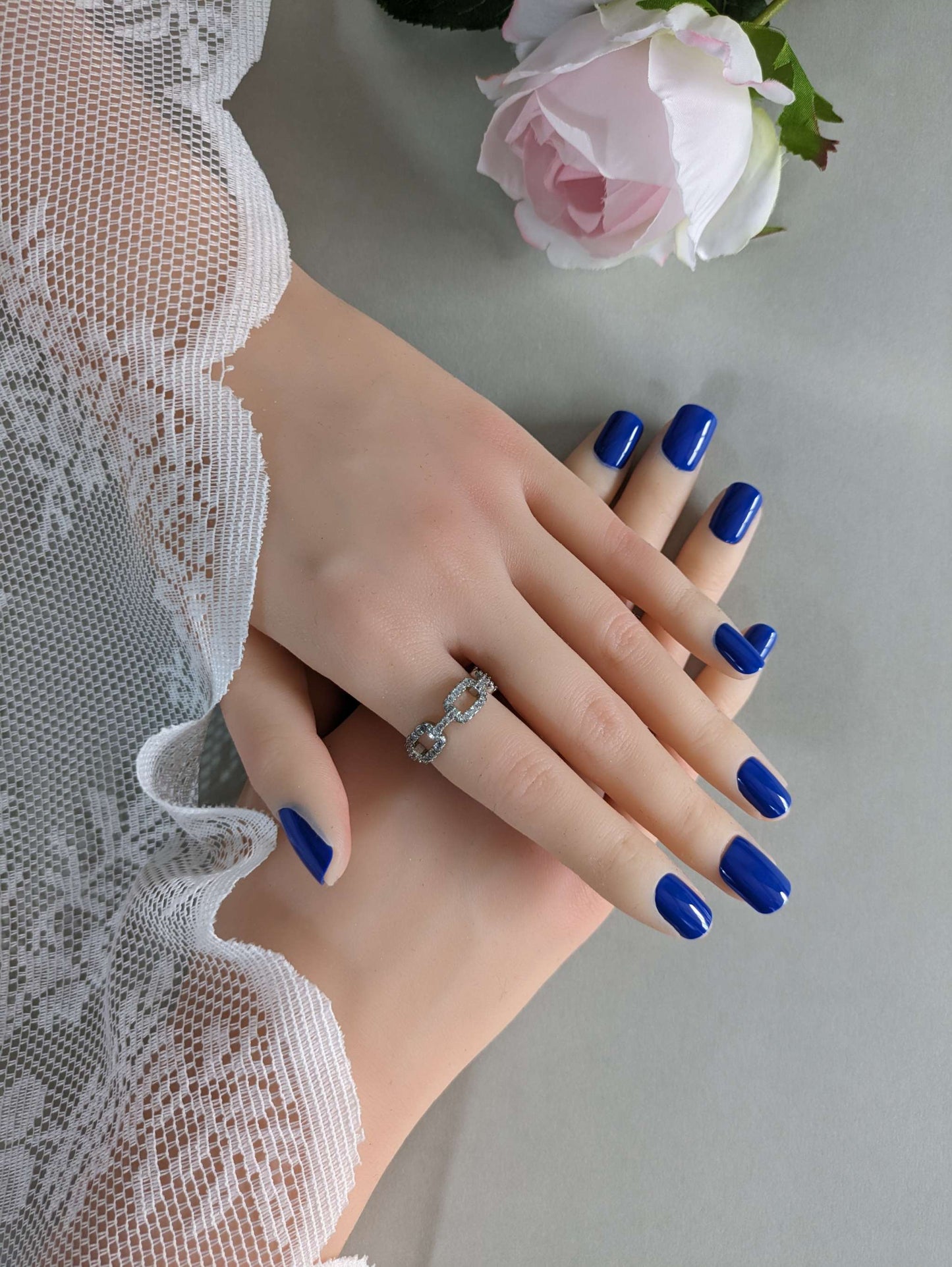 Square Blue Press On Nails