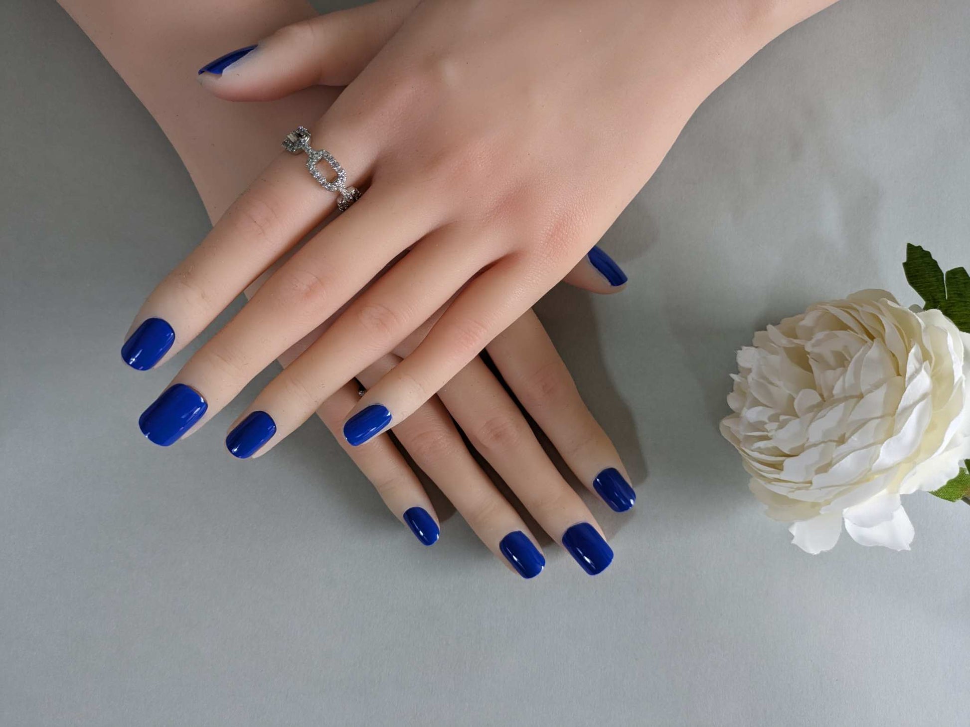 Square Blue Press On Nails