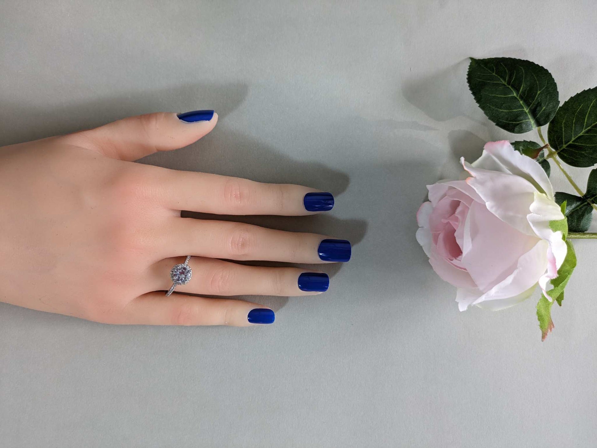 Square Blue Press On Nails