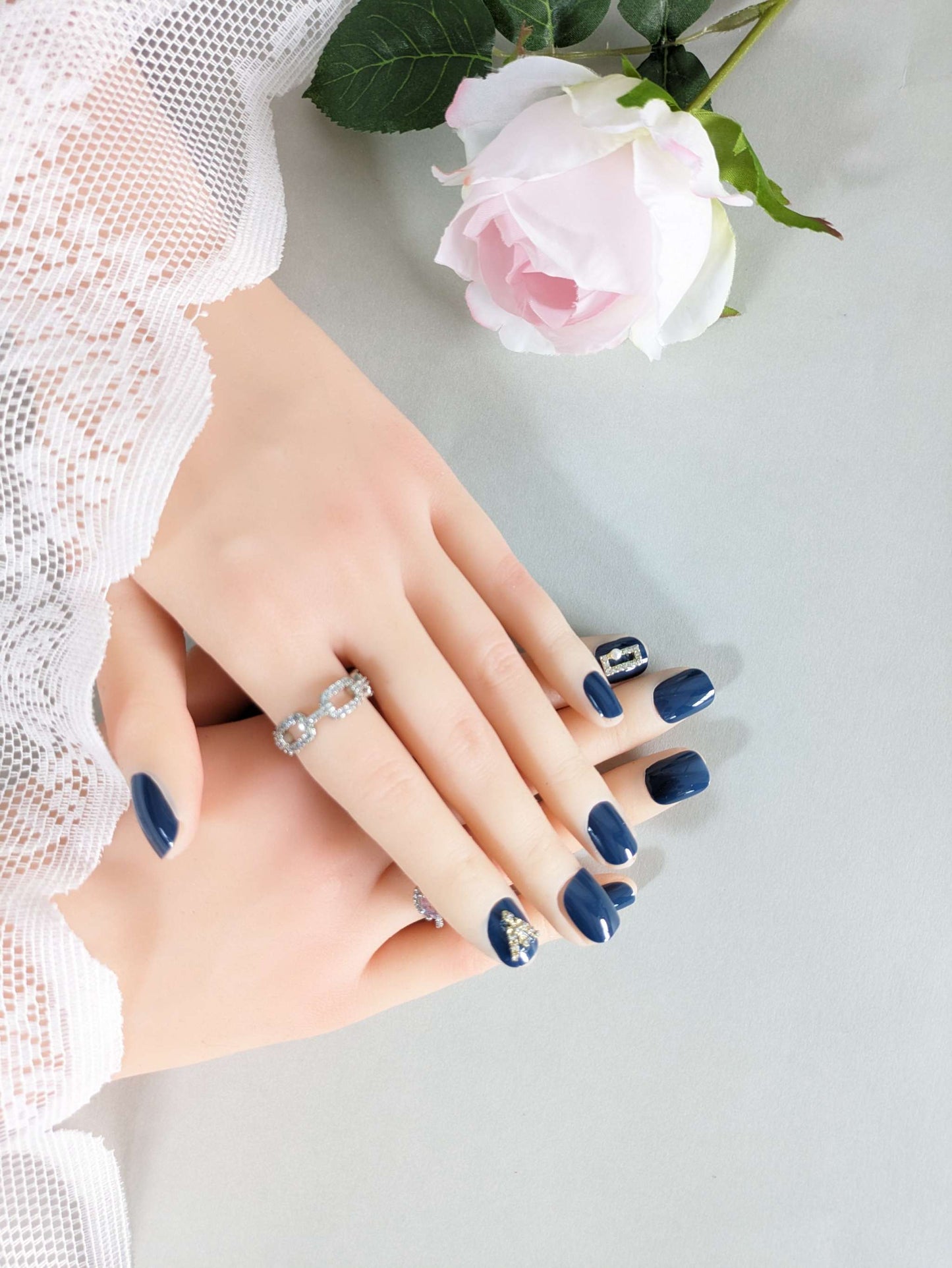 Blue Coral Press On Nails