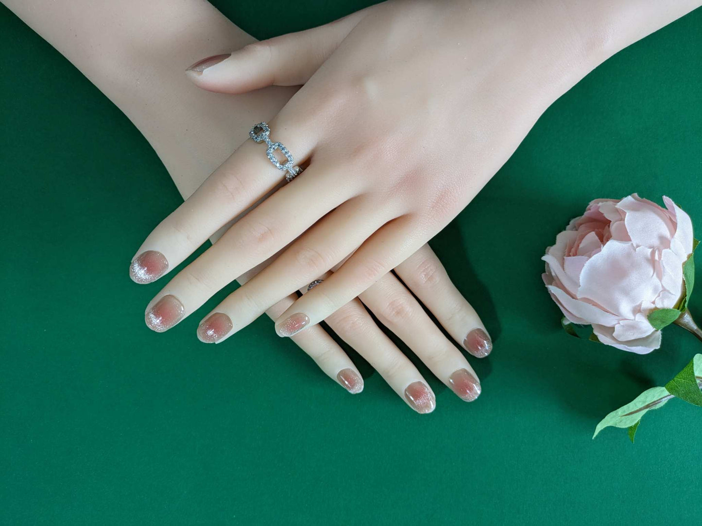 Premium Opal Rose Press On Nails