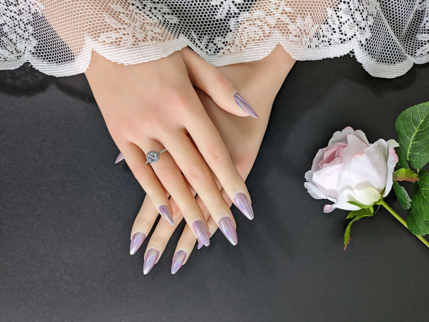 Premium Purple Glitter Press On Nails