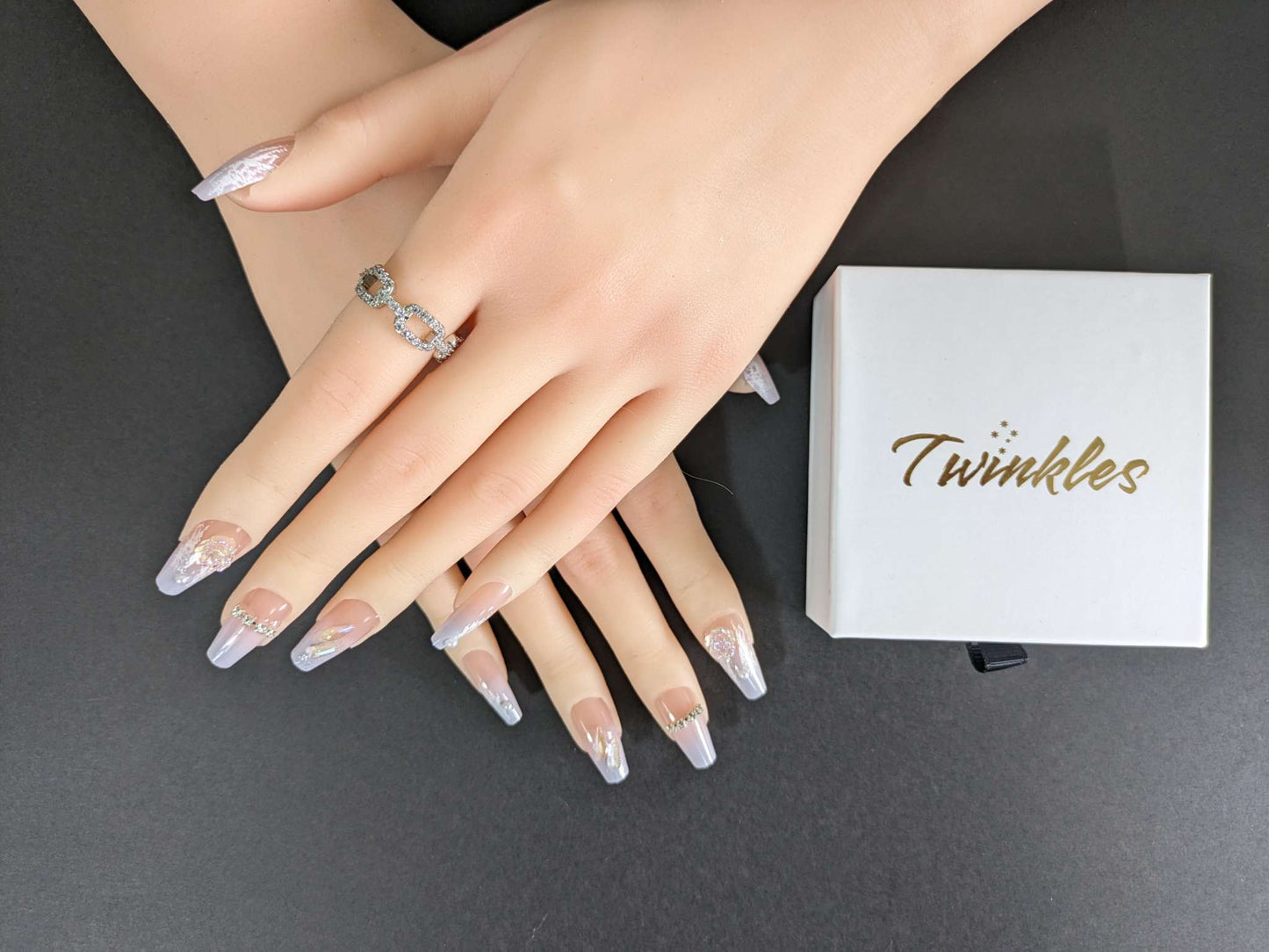 Crystal Camellia Press On Nails