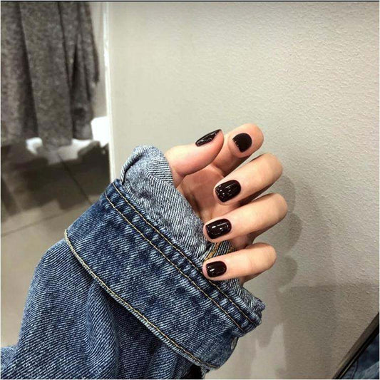 Pure Black Press On Nails