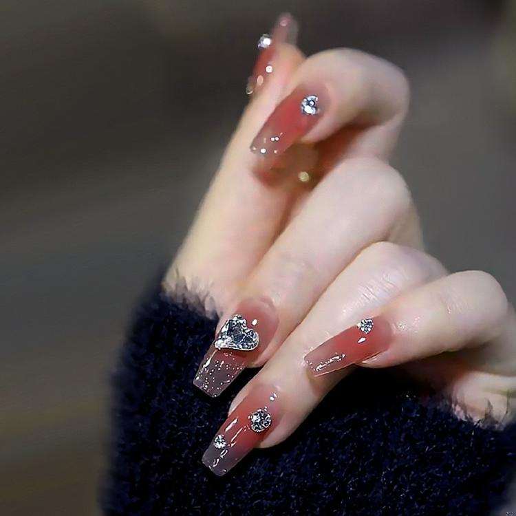 Red Diamonds Press On Nails