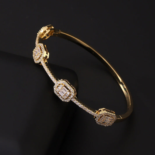 Geometric Diamond Gold Bracelet