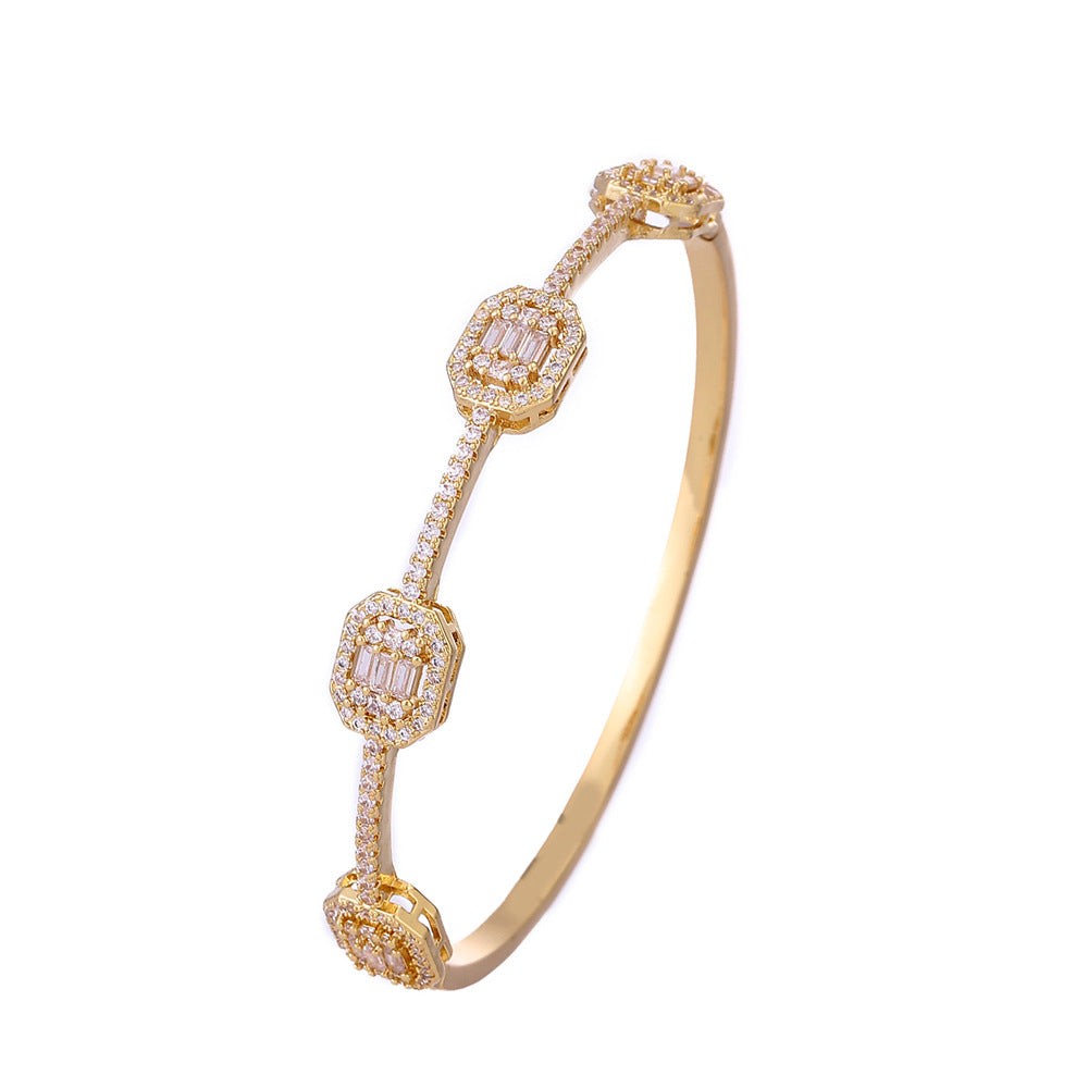 Geometric Diamond Gold Bracelet