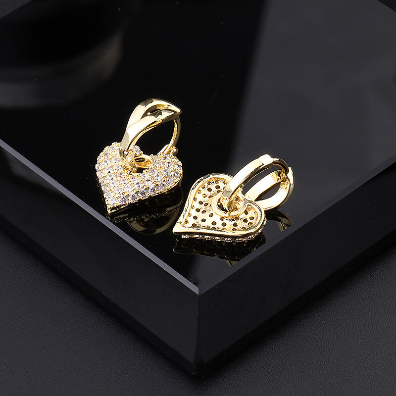 Copper zirconia micro-paved love earrings