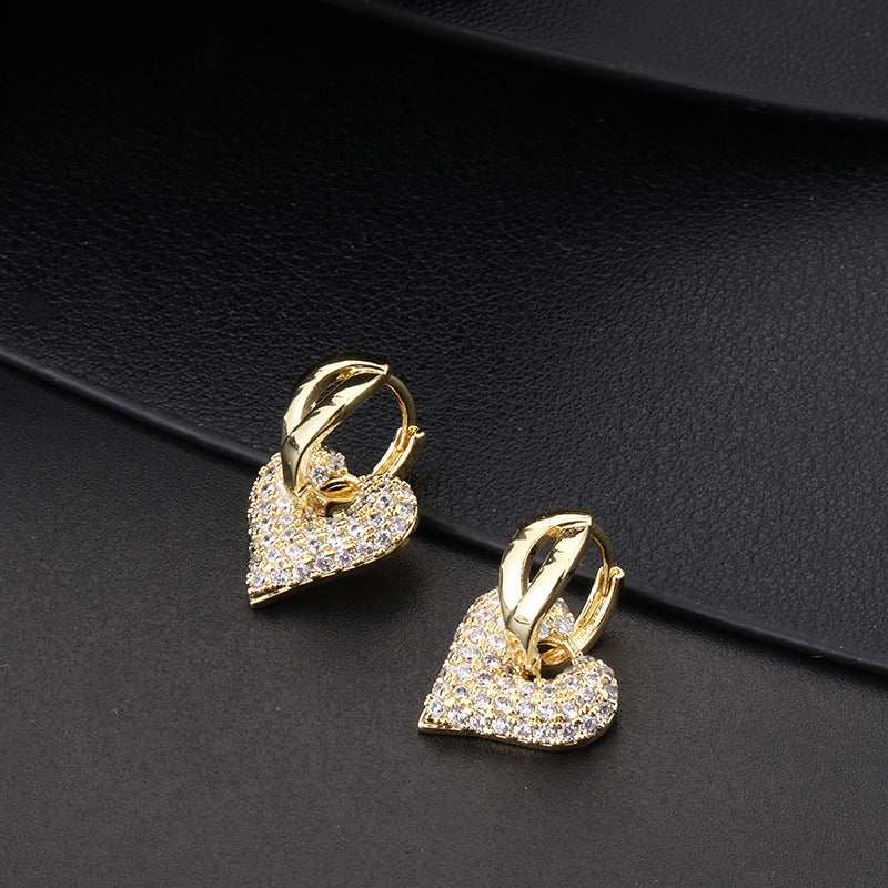 Copper zirconia micro-paved love earrings