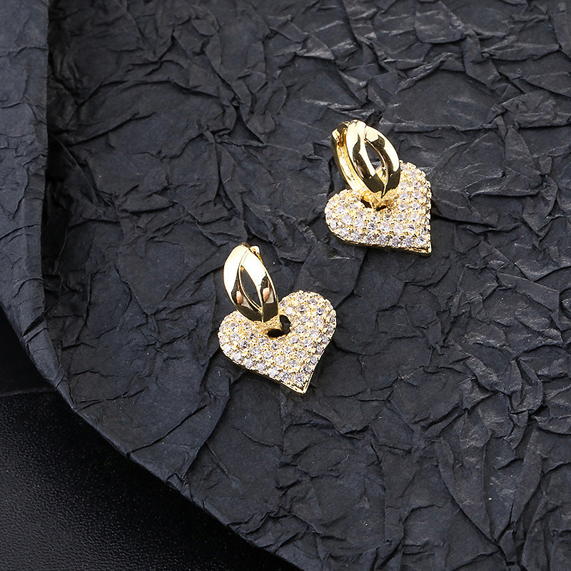 Copper zirconia micro-paved love earrings