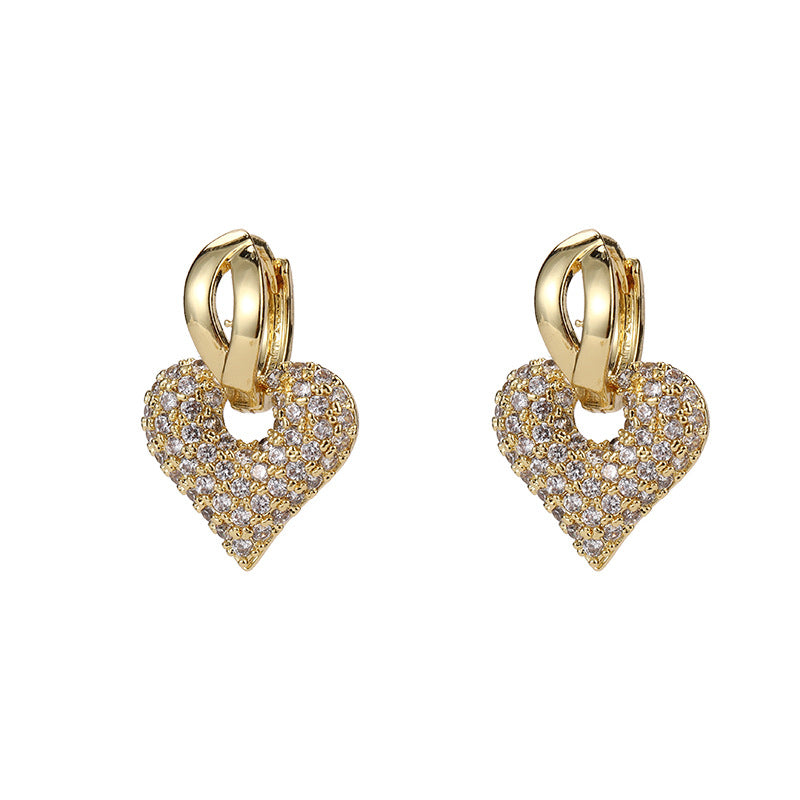 Copper zirconia micro-paved love earrings