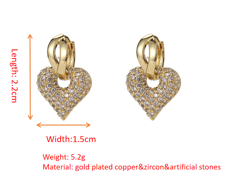 Copper zirconia micro-paved love earrings