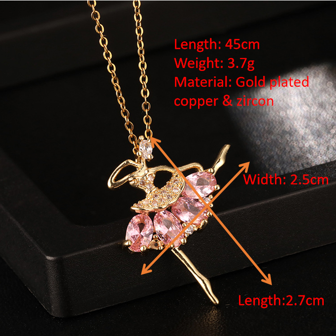 Pink Zircon Dancing Girl Necklace