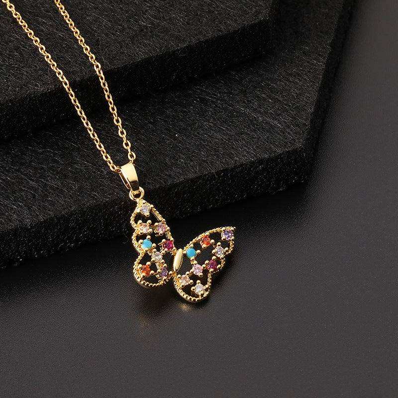 Hollow Colorful Butterfly Necklace