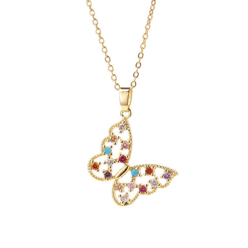 Hollow Colorful Butterfly Necklace