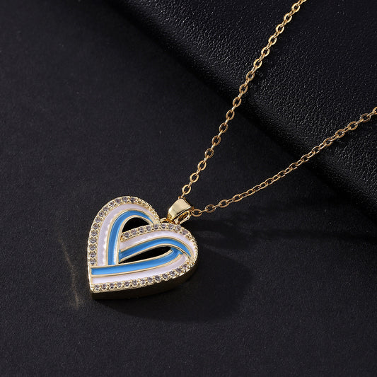 Blue and White Heart Shaped Necklace