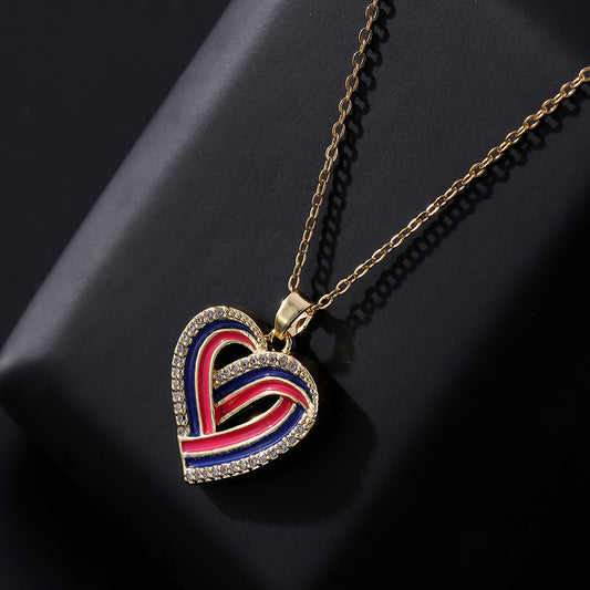 Red and Blue heart-shaped necklace