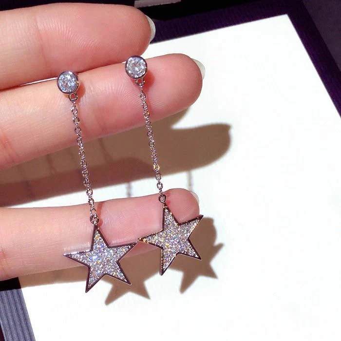 Five Pointed Star Long Earrings
