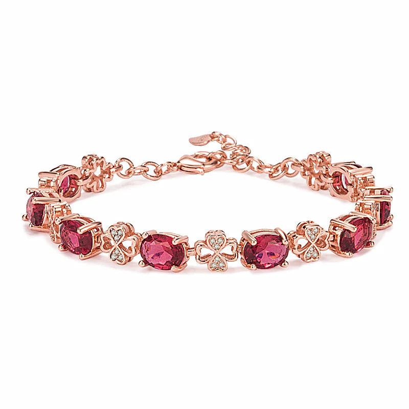 Red diamond rose gold bracelet