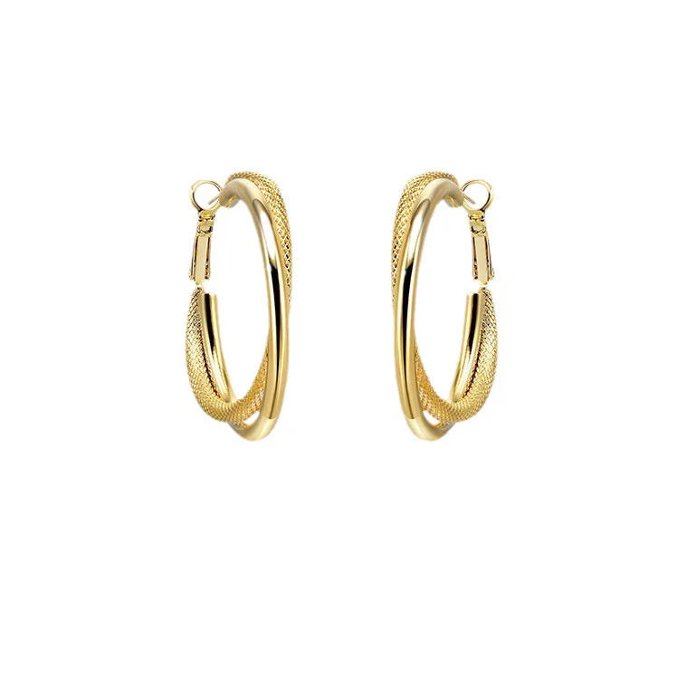 Versatile commuting frosted texture  hoop earrings