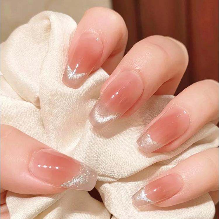 Premium Opal Blush Press On Nails