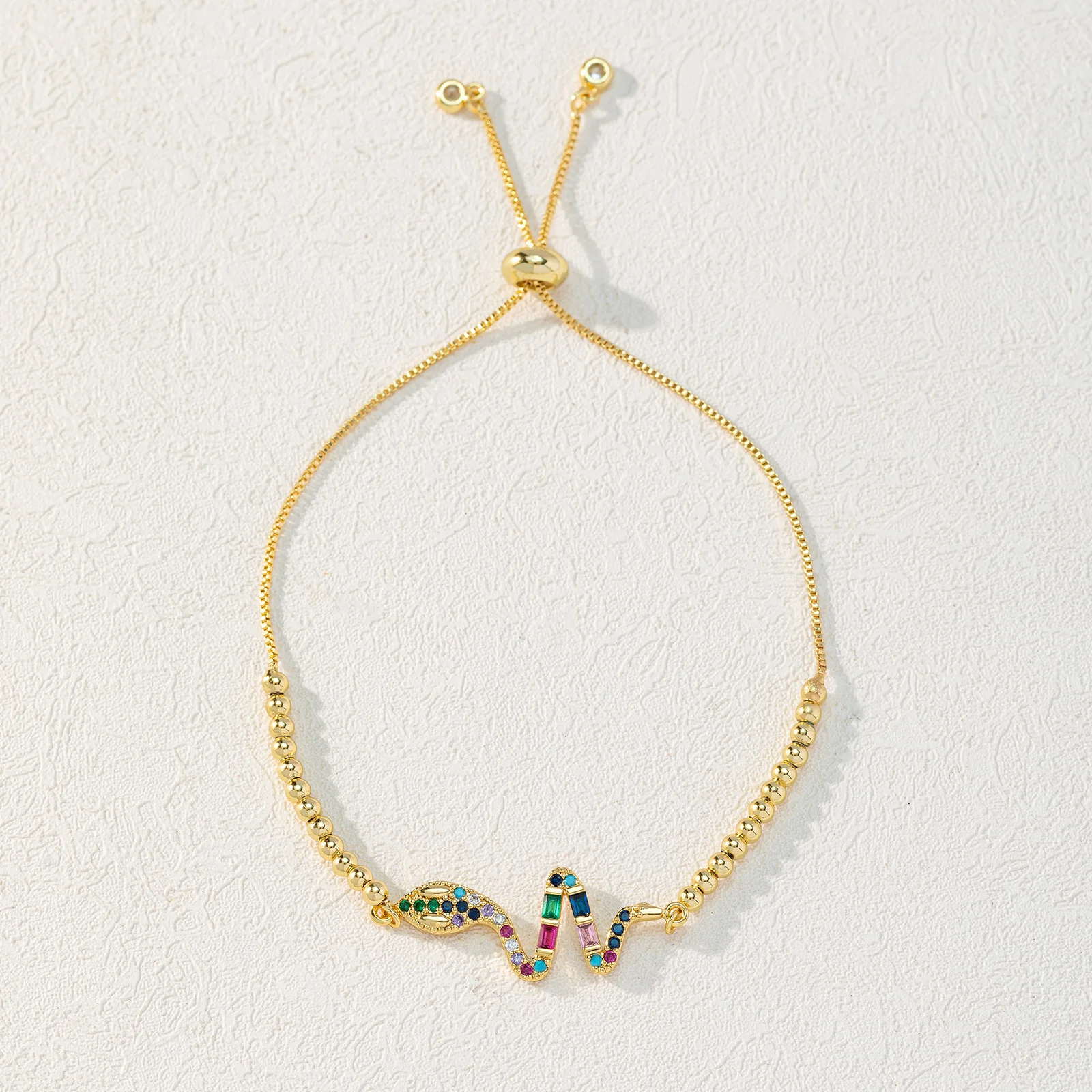 Zircon Gold Plated Copper Snake Bracelet